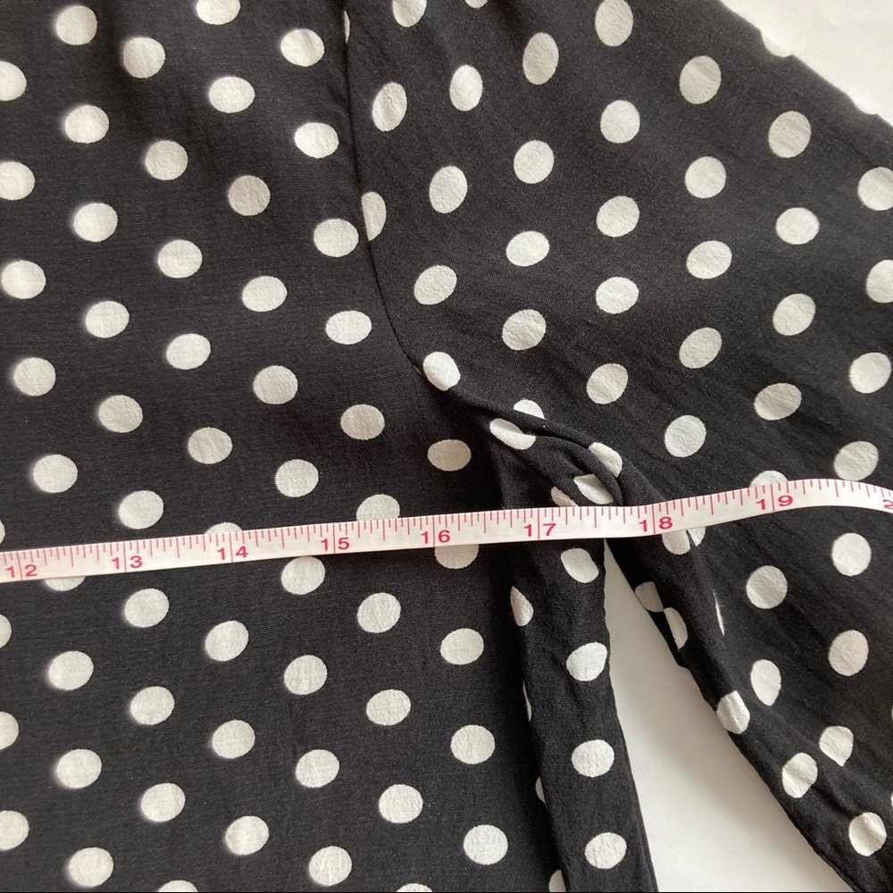 Zara Basic Collection Black with White Polka Dot Top ¾ Length Sleeves, Sz S - Picture 10 of 14